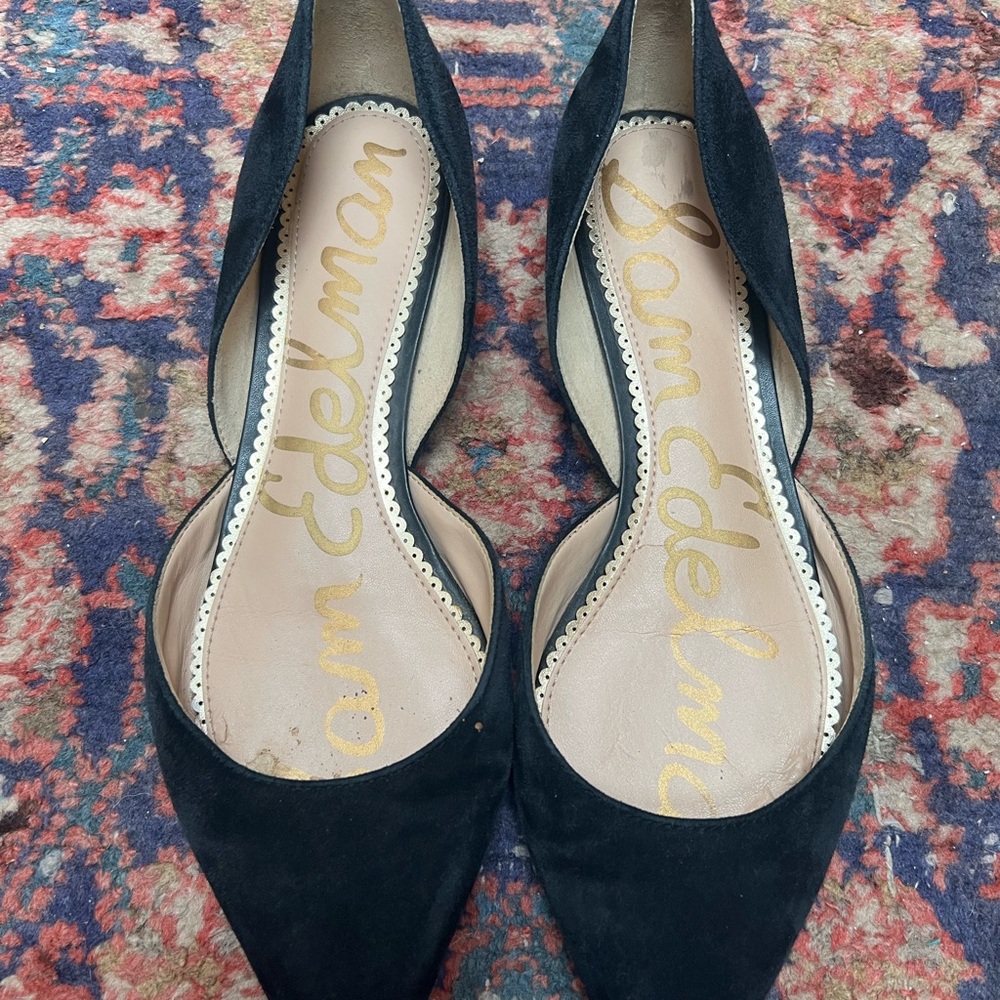 Sam Edelman Black Suede Pointed Toe Flats